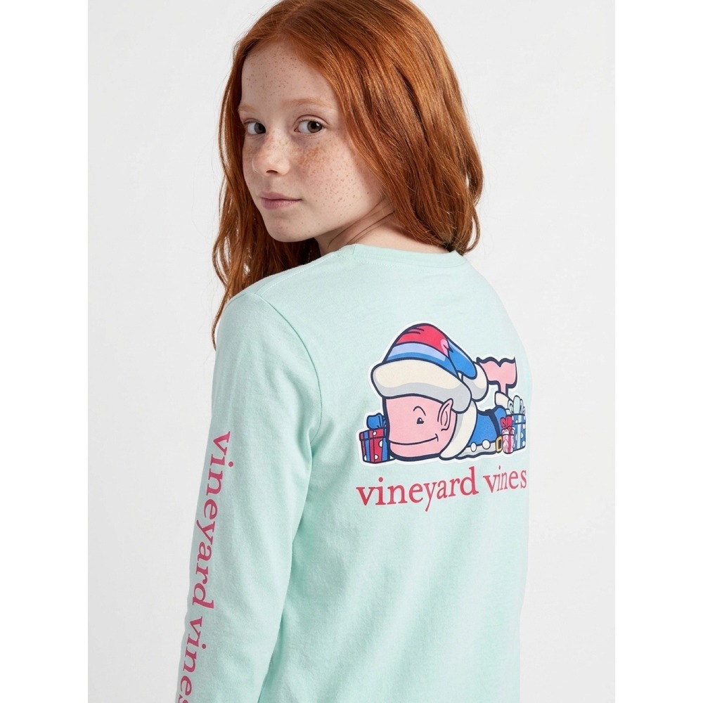 Vineyard Vines Girl's Holiday Elf Whale Long Sleeve Crewneck T-Shirt